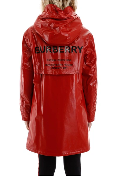 Shop Burberry Horseferry Print Coat In Red