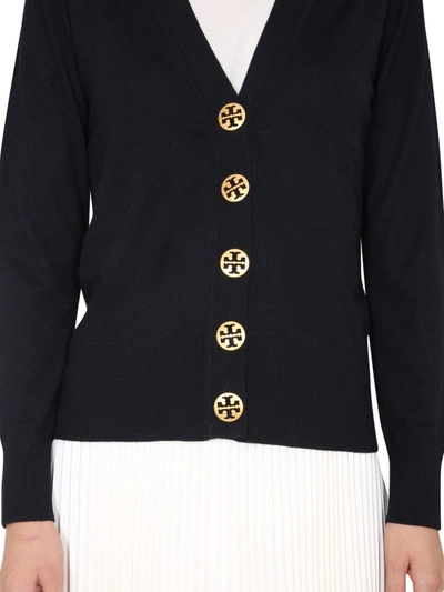 Shop Tory Burch Simone Buttoned Cardigan In Navy