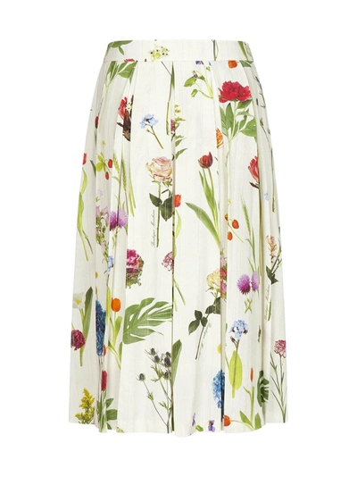 Shop Boutique Moschino Floral Printed Pleated Skirt In Multi