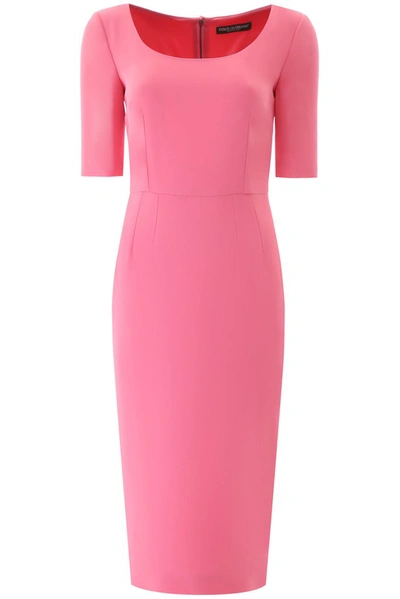 Shop Dolce & Gabbana Fitted Midi Dress In Pink