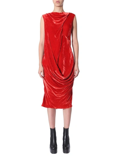 Shop Rick Owens Ellipse Draped Dress In Red