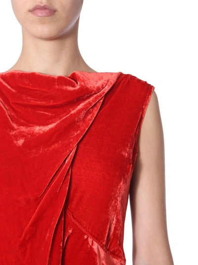 Shop Rick Owens Ellipse Draped Dress In Red