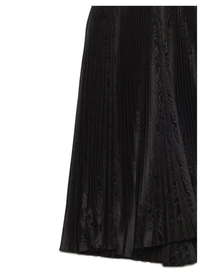 Shop Balenciaga Pleated Jacquard Midi Skirt In Black