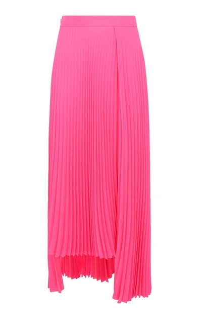 Shop Balenciaga Asymmetric Pleated Midi Skirt In Pink