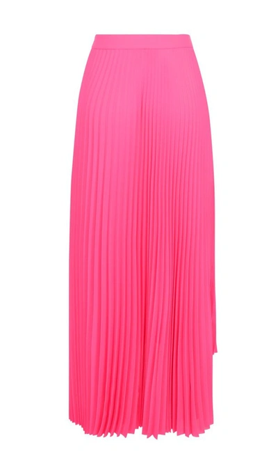 Shop Balenciaga Asymmetric Pleated Midi Skirt In Pink