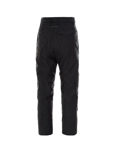 Shop Mm6 Maison Margiela Crinkled Effect Trousers In Black