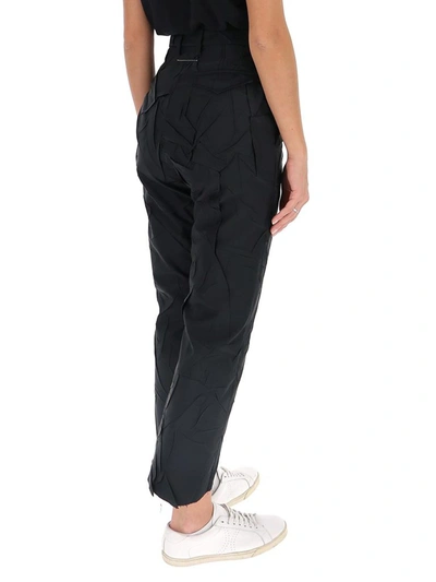 Shop Mm6 Maison Margiela Crinkled Effect Trousers In Black