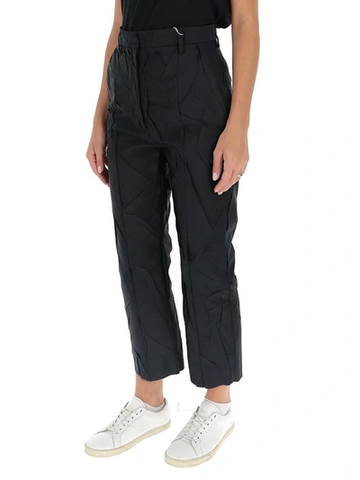 Shop Mm6 Maison Margiela Crinkled Effect Trousers In Black