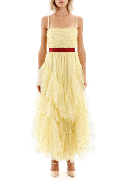 Red Valentino Redvalentino Tulle Tiered Dress In Yellow,red |