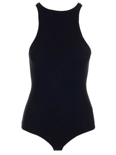 Shop Agolde High Neck Racerback Bodysuit In Black