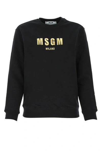 Shop Msgm Logo Embroidered Sweatshirt In Black