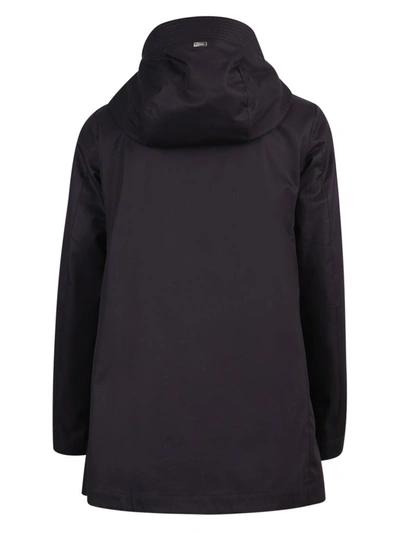 Shop Herno Scarf Detail Hooded Jacket In Black