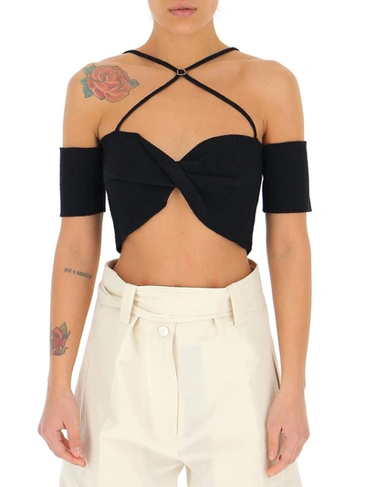 Shop Jacquemus Le Haut Soleil Twisted Bra In Black