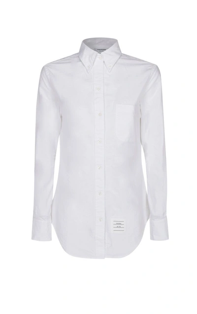 Shop Thom Browne Logo Patch Shirt In White