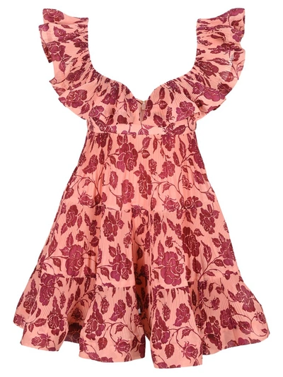 Shop Zimmermann The Lovestruck Pleated Mini Dress In Pink