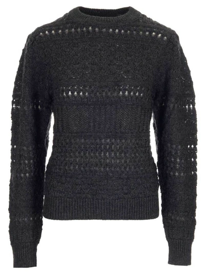 Shop Isabel Marant Étoile Crochet Knit Pullover In Grey