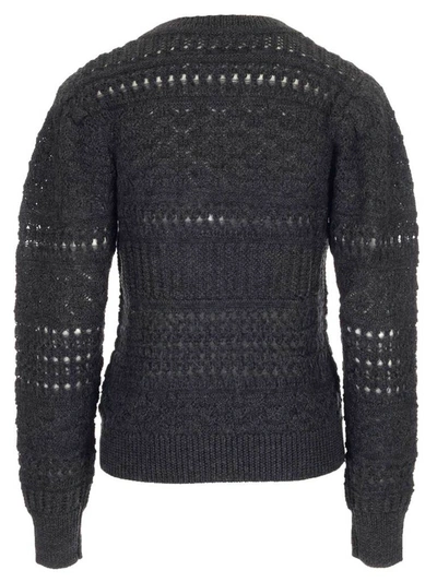Shop Isabel Marant Étoile Crochet Knit Pullover In Grey