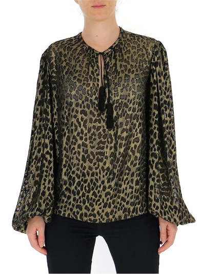 Shop Saint Laurent Leopard Print Pirate Blouse In Multi