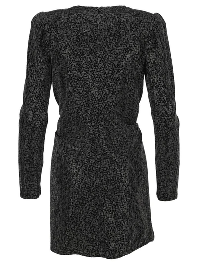 Shop Saint Laurent Plunge Neck Embellished Dress In Black