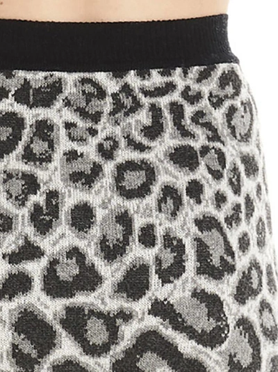 Shop Alberta Ferretti Leopard Knitted Mini Skirt In Grey