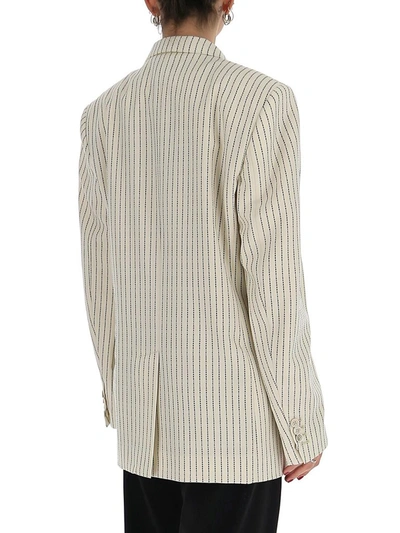 Shop Maison Margiela Pinstriped Blazer In Beige