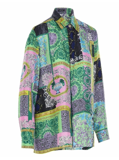 Shop Versace Barocco Printed Shirt In Multi