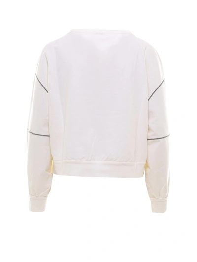 Shop Brunello Cucinelli Bead Embellished Sweatshirt In White