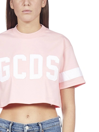 Shop Gcds Logo Print Cropped T In Pink