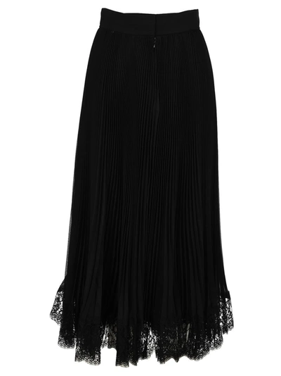 Shop Dolce & Gabbana Lace Hem Pleated Skirt In Black