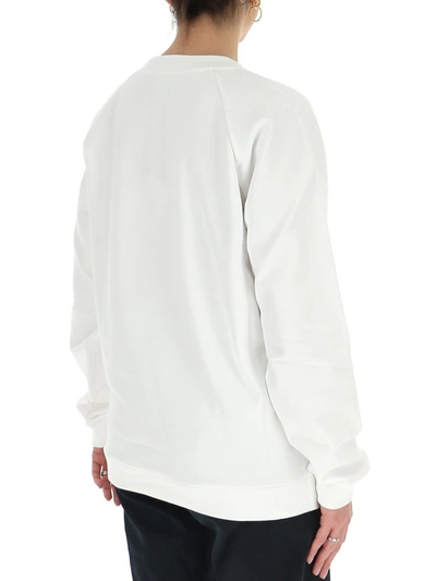 Shop Balmain Logo Printed Crewneck Sweatshirt In White