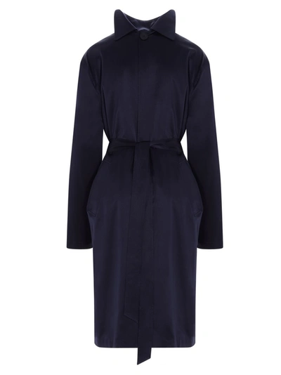 Shop Balenciaga Back To Front Coat Dress In Blue