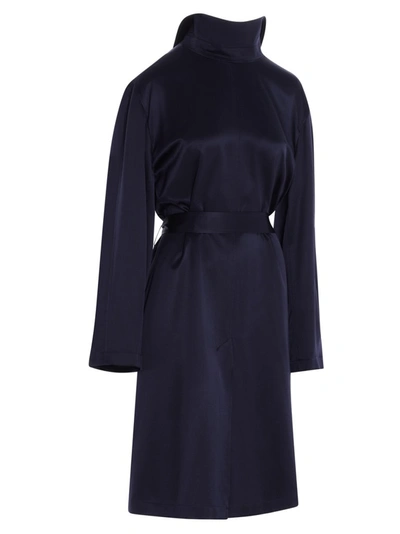 Shop Balenciaga Back To Front Coat Dress In Blue