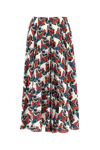 Shop Valentino X Undercover Printed Pleated Skirt In Multi