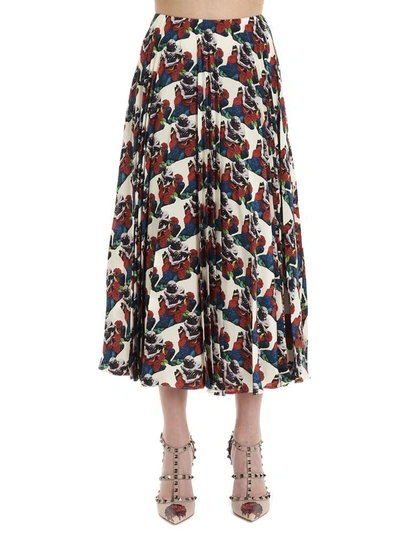 Shop Valentino X Undercover Printed Pleated Skirt In Multi