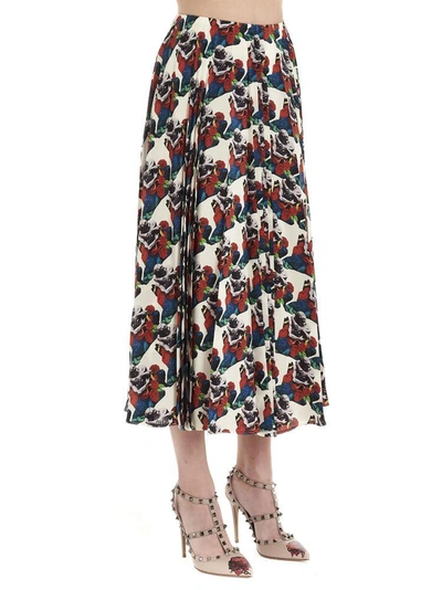 Shop Valentino X Undercover Printed Pleated Skirt In Multi