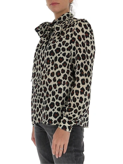 Shop Saint Laurent Leopard Print Blouse In Multi