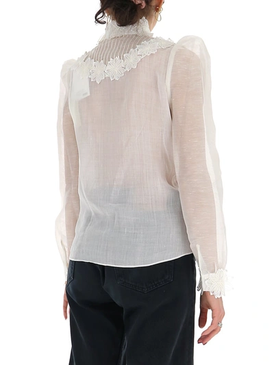 Shop Zimmermann The Lovestruck Floral Trim Shirt In White