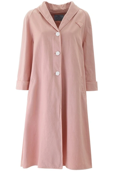 Shop Prada Oversized Logo Patch Coat In Pink