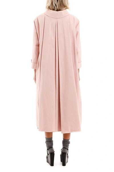 Shop Prada Oversized Logo Patch Coat In Pink