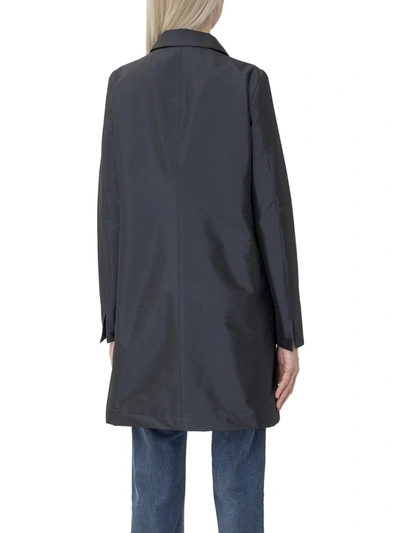 Shop Herno Single Breasted Raincoat In Blue