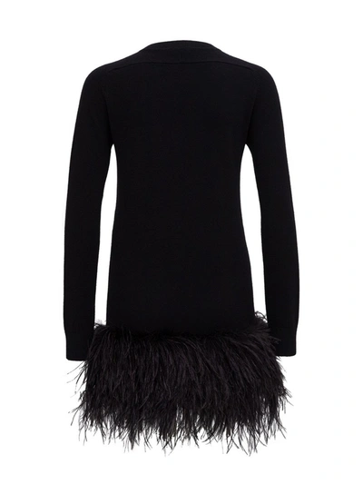 Shop Saint Laurent Feather Hem Dress In Black