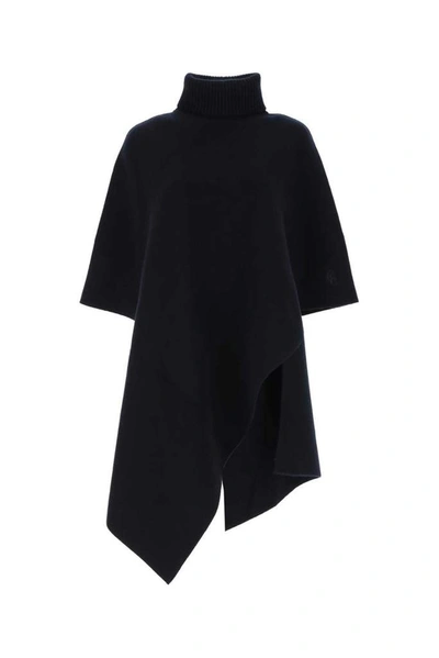 Shop Chloé Turtleneck Knitted Cape In Navy