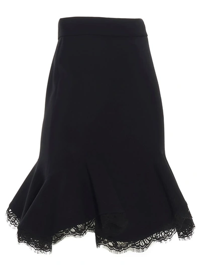 Shop Alexander Mcqueen Lace Trim Mini Skirt In Black