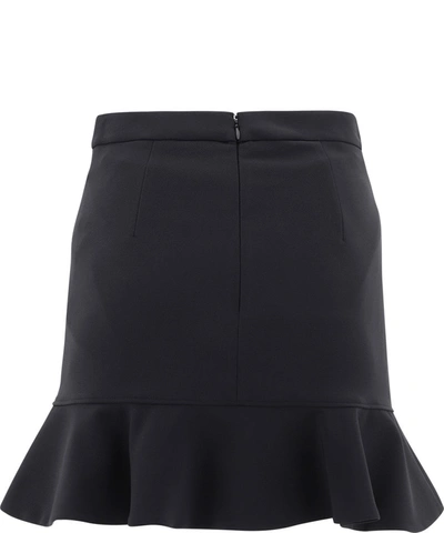 Shop Elisabetta Franchi Button Detail Flounce Mini Skirt In Black