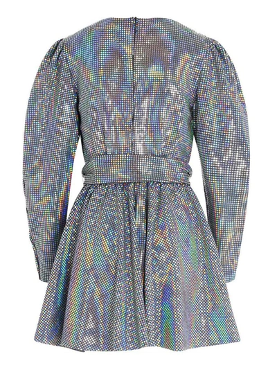 Shop Msgm Chain Mail Wrapped Mini Dress In Silver