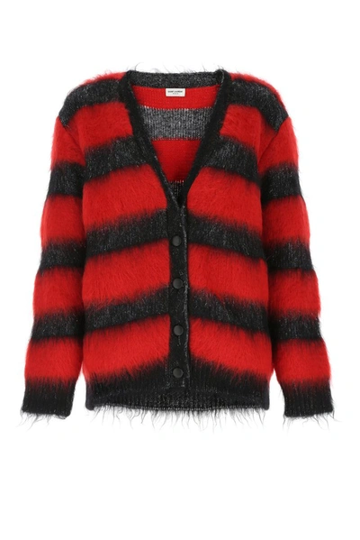 Shop Saint Laurent Striped V In Red