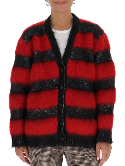 Shop Saint Laurent Striped V In Red