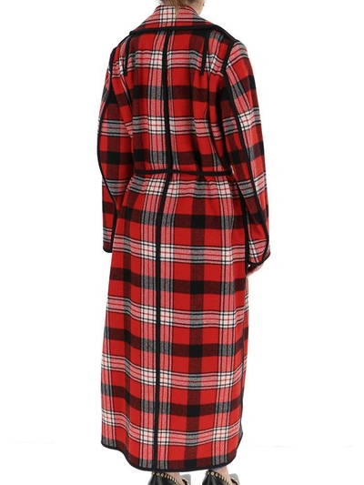 Shop Dsquared2 Belted Tartan Print Coat In Multi