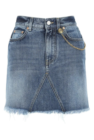 Shop Givenchy Chain Detail Mini Denim Skirt In Blue