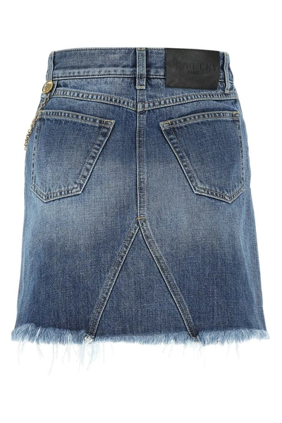 Shop Givenchy Chain Detail Mini Denim Skirt In Blue